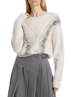 Lessy Embellished Rib-Knit Wool Sweater