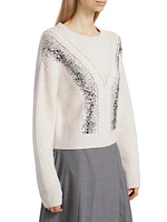 Lessy Embellished Rib-Knit Wool Sweater