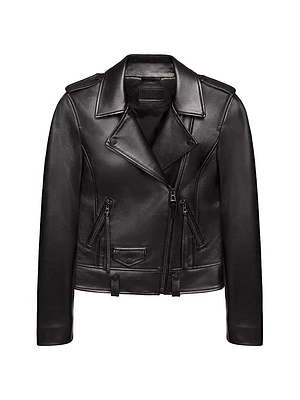 Mergo Tonal Leather Biker Jacket