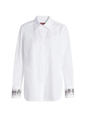 Queva Embellished Cotton Long-Sleeve Shirt