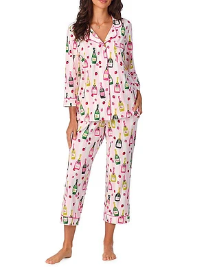 Champagne Cropped 2-Piece Pajama Set
