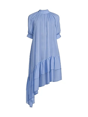 Karen Silk Asymmetric Midi-Dress