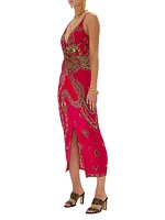 Abstract Gathered Maxi Dress