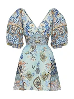 Printed Linen & Silk Minidress