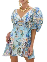 Printed Linen & Silk Minidress