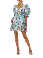 Printed Linen & Silk Minidress