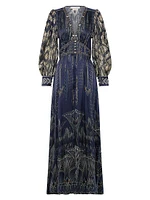 Egypt Silk Empire-Waist Maxi Dress