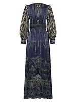 Egypt Silk Empire-Waist Maxi Dress