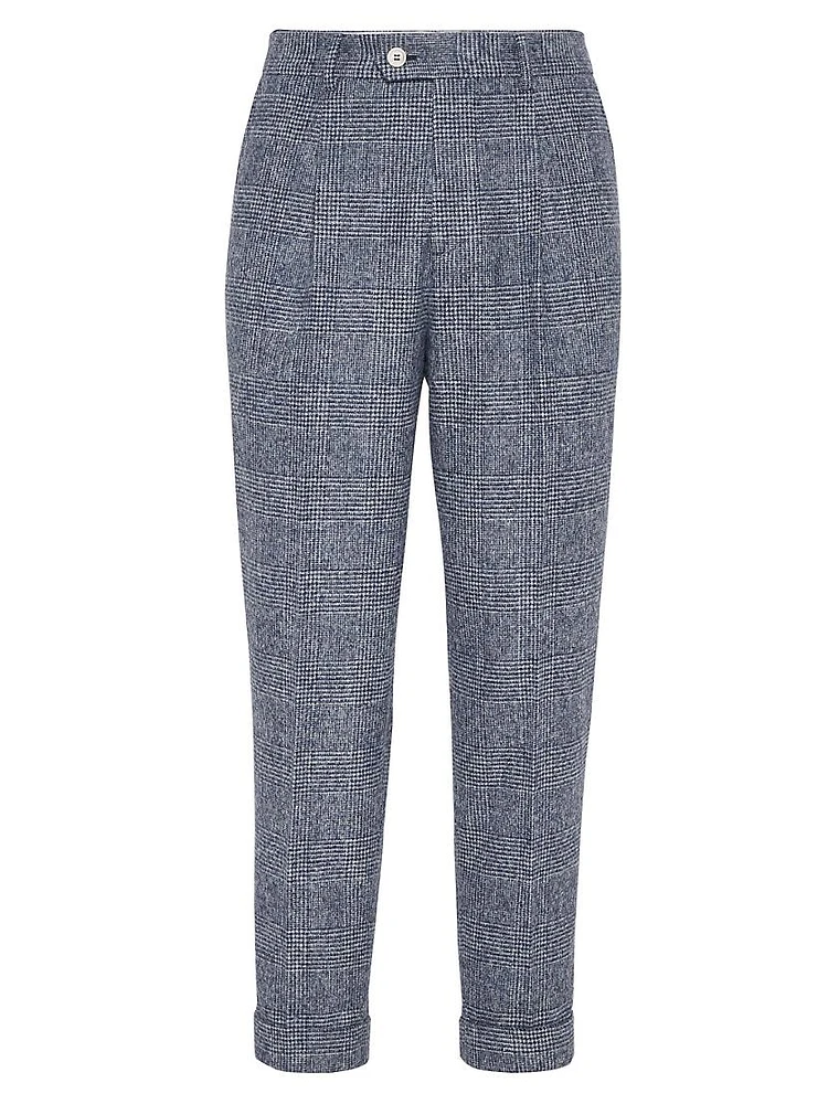 Prince of Wales Leisure Fit Trousers with Pleats