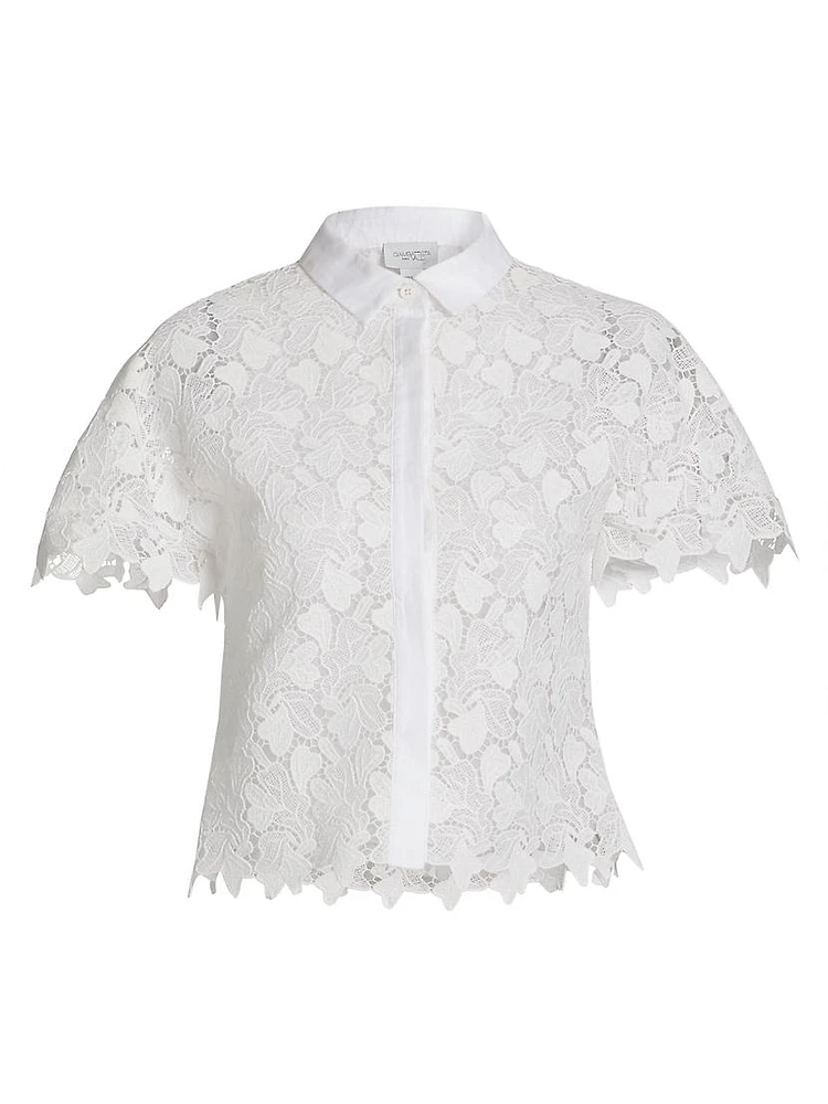 Lace Short-Sleeve Blouse