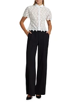 Lace Short-Sleeve Blouse