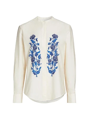 Floral Cotton-Poplin Blouse
