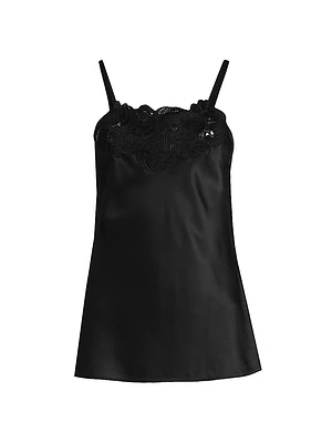 Lace Appliqué Silk Charmeuse Cami