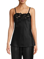 Lace Appliqué Silk Charmeuse Cami
