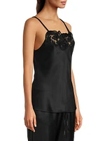 Lace Appliqué Silk Charmeuse Cami