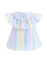 Baby & Little Girl's Rainbow Striped Ruffle Outfit