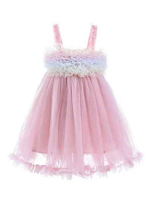 Baby & Little Girl's Rainbow Ruffle Trapeze Dress