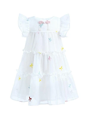 Baby & Little Girl's Bow Embroidered Summer Dress