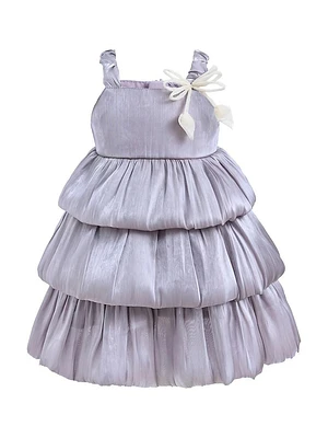 Baby & Little Girl's Bow Tiered Overlay Dress