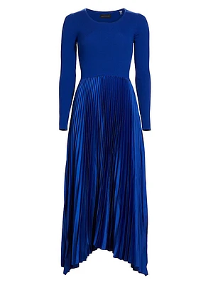 Mave Mixed-Media Fit & Flare Sweaterdress
