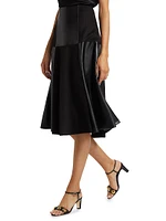 Lucy Patchwork Faux Leather & Suede Midi-Skirt