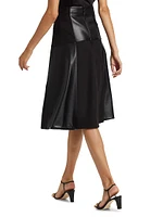 Lucy Patchwork Faux Leather & Suede Midi-Skirt