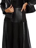 Lucy Patchwork Faux Leather & Suede Midi-Skirt