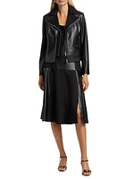 Lucy Patchwork Faux Leather & Suede Midi-Skirt