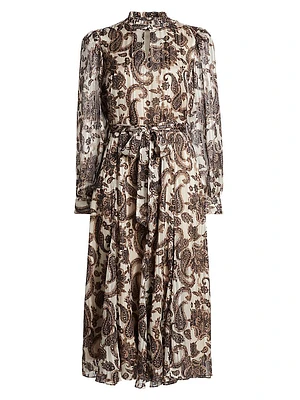Janice Paisley Fit & Flare Midi-Dress