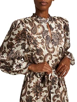 Janice Paisley Fit & Flare Midi-Dress