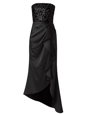 Portia Sequin-Embellished Asymmetric Strapless Gown