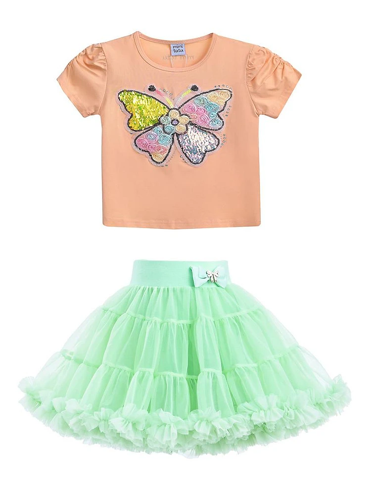 Baby Girl's, Little Girl's & Selena Butterfly Skirt Outfit