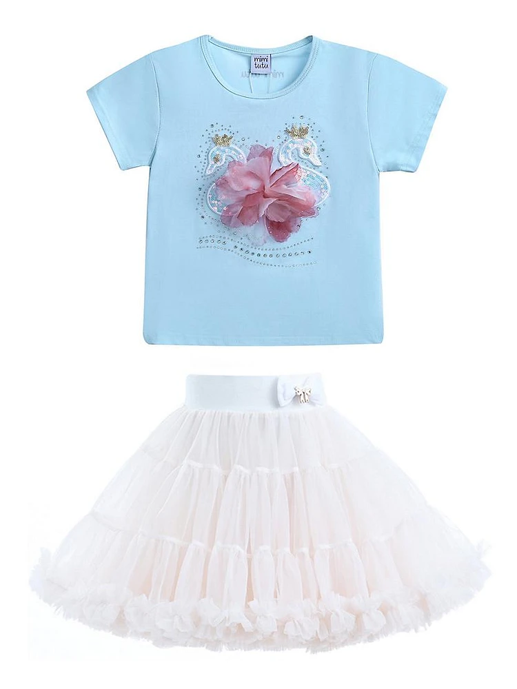 Little Girl's & Ruby Swan Skirt Outfit