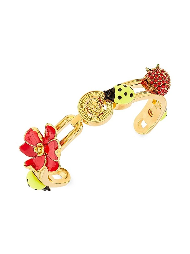 Goldtone, Enamel & Strass Crystal Cuff