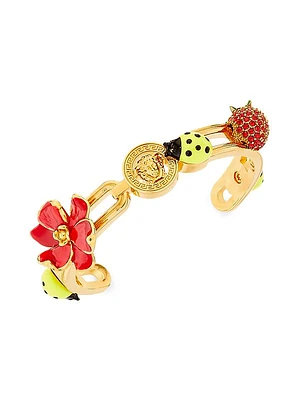 Goldtone, Enamel & Strass Crystal Cuff