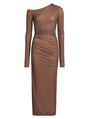 Annamaria Striped One-Shoulder Dress