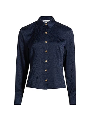 Orion Tonal Leopard Print Long-Sleeve Shirt