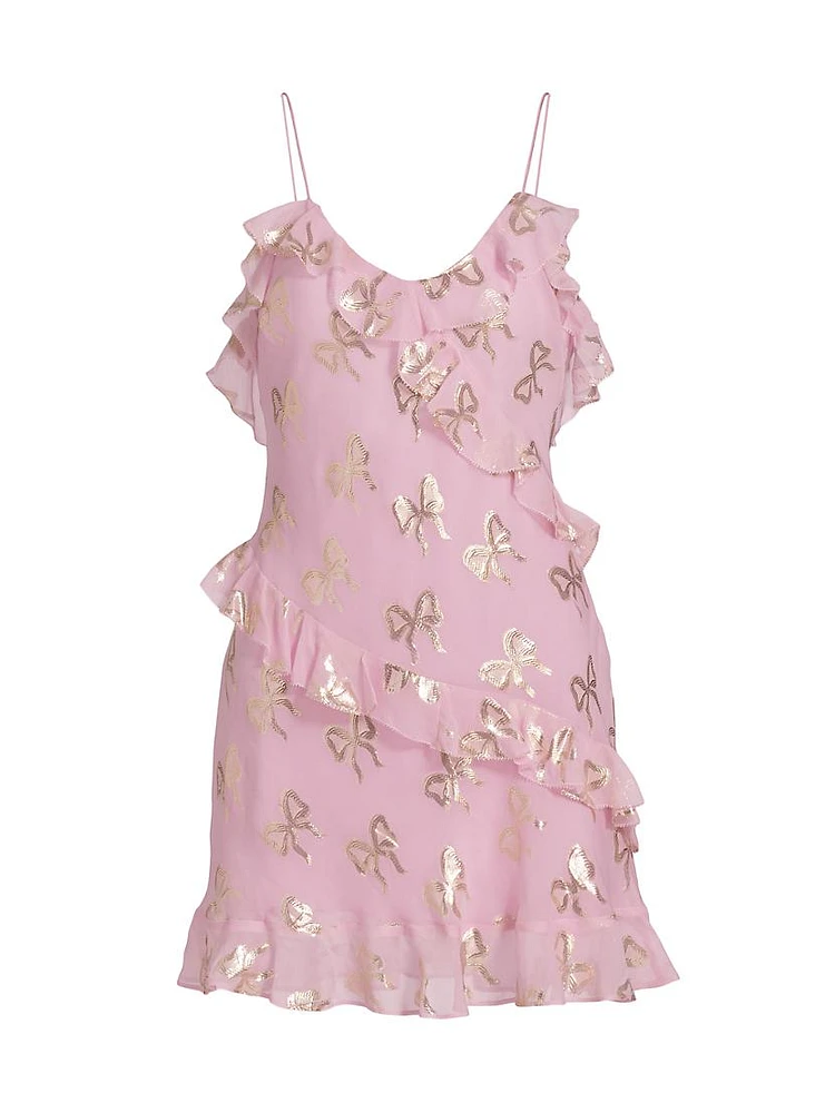 Lomina Bow Ruffle Chiffon Minidress