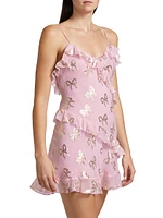 Lomina Bow Ruffle Chiffon Minidress