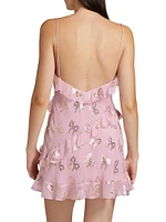 Lomina Bow Ruffle Chiffon Minidress