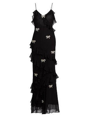 Crystal Bow Rialto Silk Dress