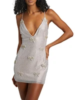 Crystal Lattice Bow Mesh Whilden Minidress