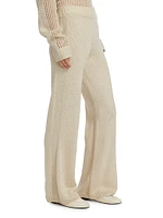 Sequined Knit Wide-Leg Pants