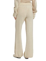 Sequined Knit Wide-Leg Pants