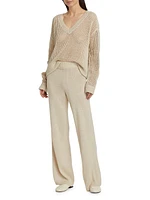 Sequined Knit Wide-Leg Pants