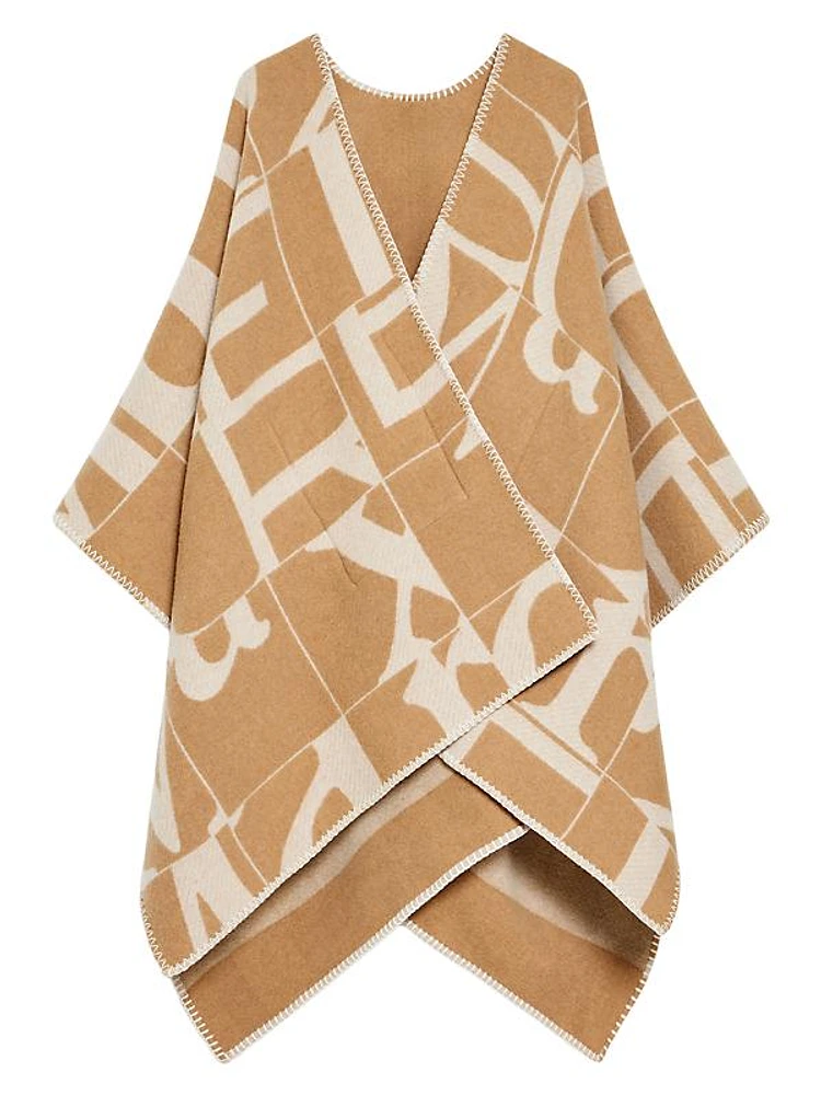 Deremi Abstract Wool-Blend Poncho