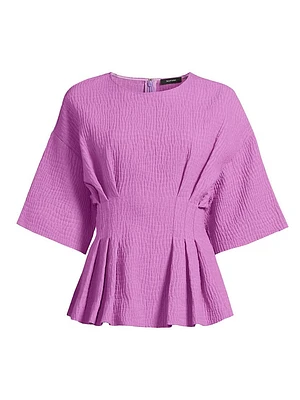 Crinkle Pleated Cotton Top