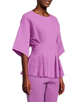 Crinkle Pleated Cotton Top
