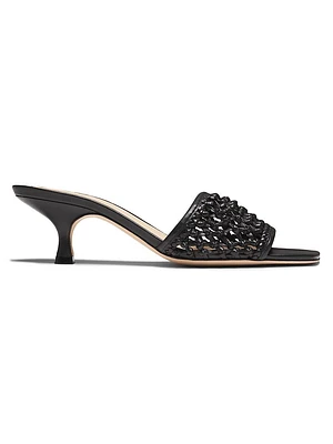 55M Woven Leather Mules
