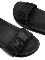 Ruched Leather Sport Sandals